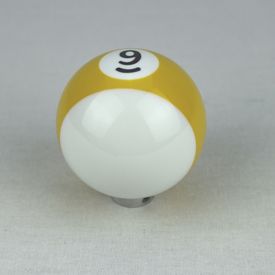 Yellow Stripe 9 Pool Ball Gear Shifter Handle Shift Knob Column Floor